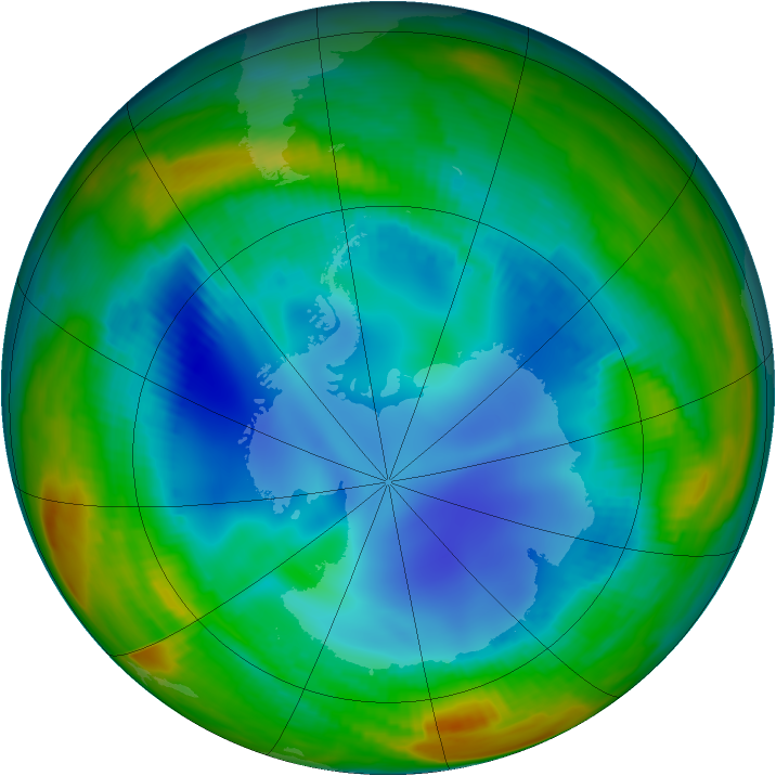 Antarctic ozone map for 30 July 1996